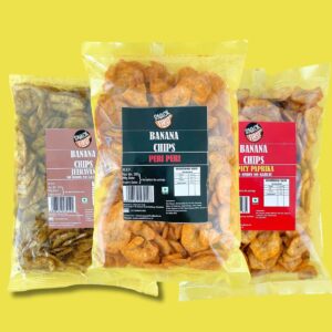 banana chips jeeravan, peri peri & spicy paprika | pack of 2 | 400g