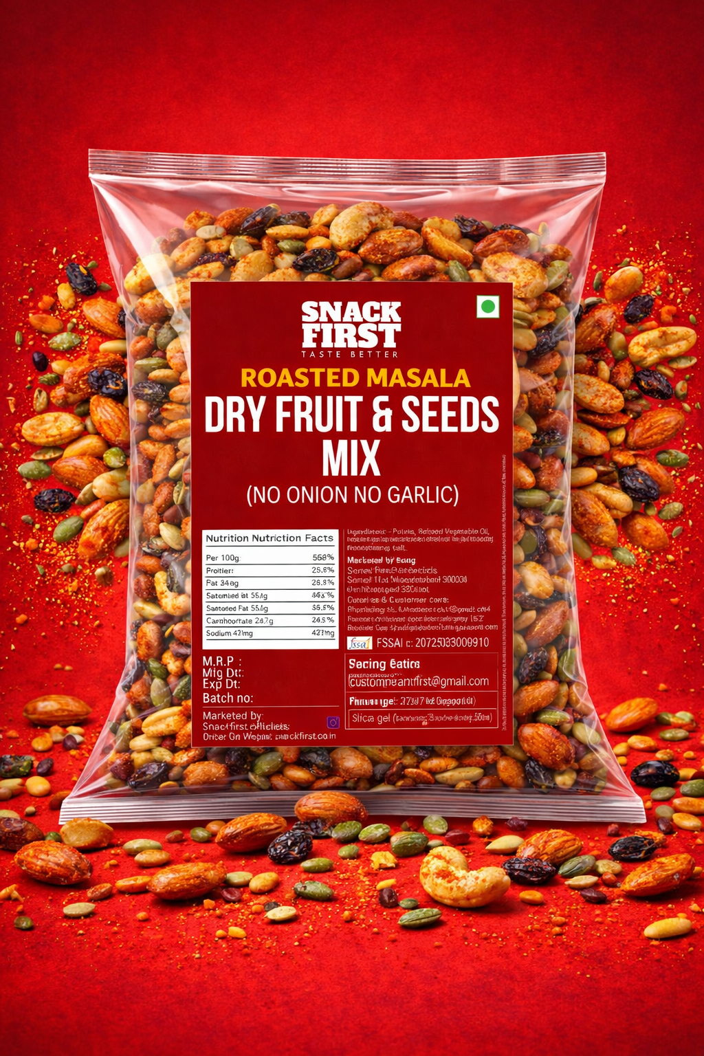 premium roasted dry fruit & seed mix | masala flavoured | no onion no garlic | high protein | no palm oil premium roasted dry fruit & seed mix | masala flavoured | no onion no garlic | high protein | no palm oil